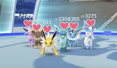 【ポケモンGO】ブイズ5匹+異物ジム！