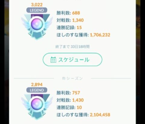 【ポケモンGO】初期レート300からひと月以内でレジェンド！