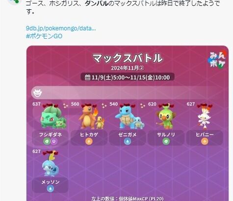 【ポケモンGO】パワスポからダンバルが消えて御三家だらけ